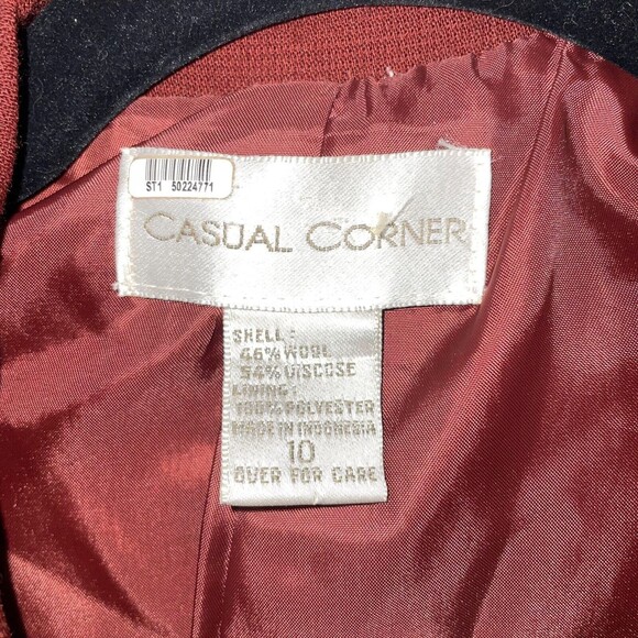 Casual Corner Rust Red Orange Button Front Blazer Jacket Wrap Wool Womens 10 EUC - Picture 8 of 9